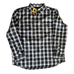 Carhartt New With Tag Shirt Midweight Chambray Cotton XL Navy Plaid